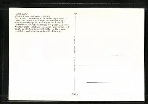 AK Schenna /Meran, Pension Maierhof, Pool und Terrasse