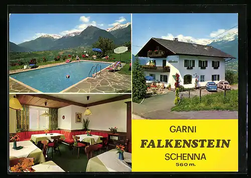 AK Schenna /Meran, Hotel Garni Falkenstein, Schwimmbad