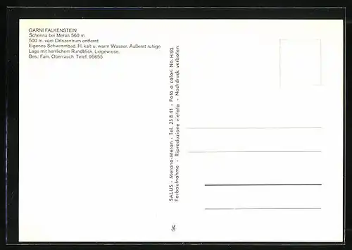 AK Schenna /Meran, Hotel Garni Falkenstein, Schwimmbad