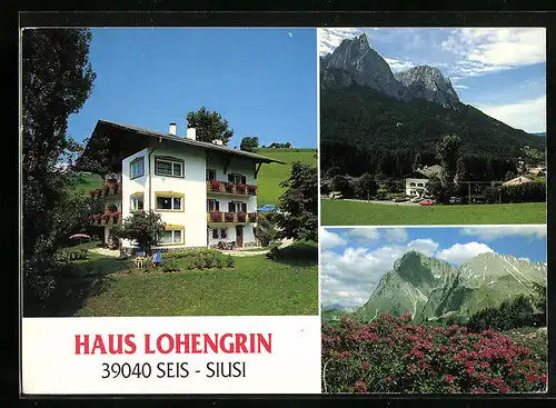 AK Seis am Schlern, Hotel Haus Lohengrin, Patenerweg 5, Bergpanorama