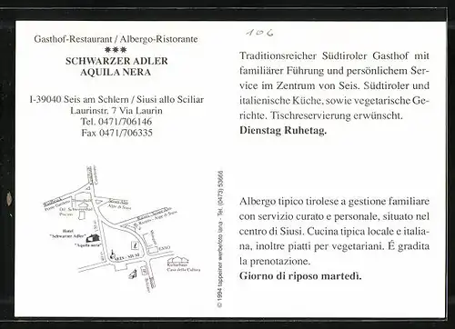 AK Seis am Schlern, Gasthof Schwarzer Adler, Laurinstrasse 7, Innenschau