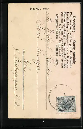 AK Prosit Neujahr, Kleiner Junge im Schornsteinfeger-Kostüm zum Neujahr