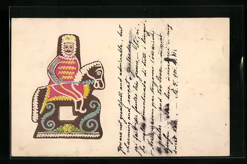 Präge-AK Lebkuchen mit Reiter-Motiv
