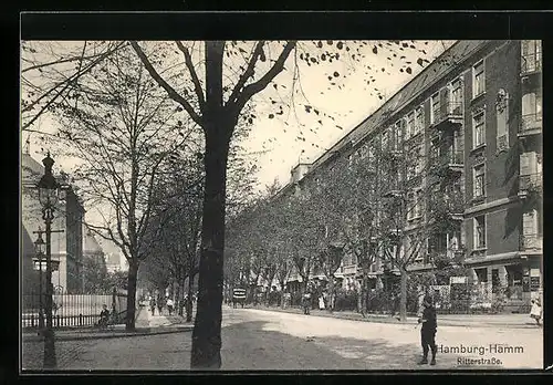 AK Hamburg-Hamm, Blick in die Ritterstrasse