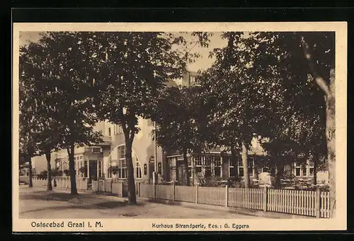 AK Graal i. M., Kurhaus Strandperle von der Strasse aus