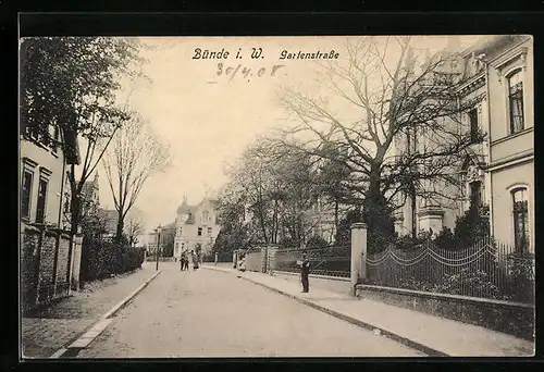 AK Bünde i. W., Gartenstrasse mit Villen