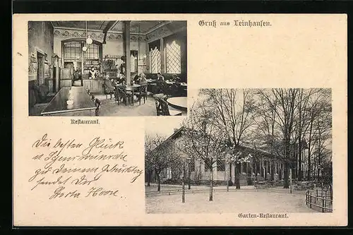 AK Leinhausen, Garten-Restaurant - Gebäude, Gastraum