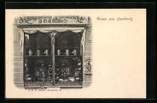 AK Hamburg, Kunstgewerbe-Lederhandwerk J.H.E. Müller, Bergstrasse 23