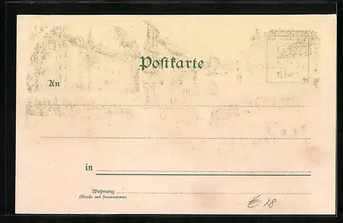 Lithographie Wörishofen, Bachstrasse mit Kurhaus u. Hotel Luitpold, Hotel Urban, Hotel zur Stadt München