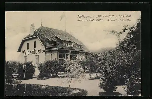 AK Hamburg-Lokstedt, Restaurant Waldeslust mit Grünanlage