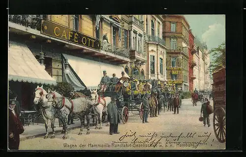 AK Hamburg, Wagen der Hammonia-Rundfahrt-Gesellschaft mit Café Ott