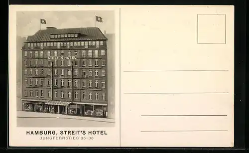 AK Hamburg-Neustadt, Streit`s Hotel am Jungfernstieg 36-38