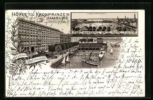 Lithographie Hamburg-Neustadt, Hotel zum Kronprinzen am Jungfernstieg 16