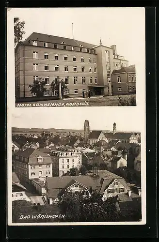 AK Bad Wörishofen, Ortsansicht mit Hotel Sonnenhof, Nordseite