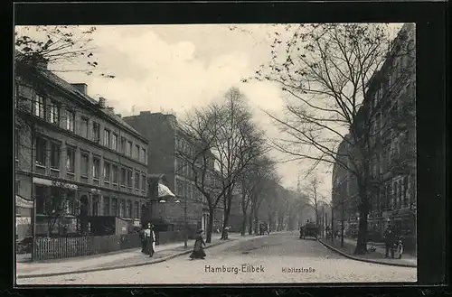 AK Hamburg-Eilbek, Passanten in der Kibitzstrasse