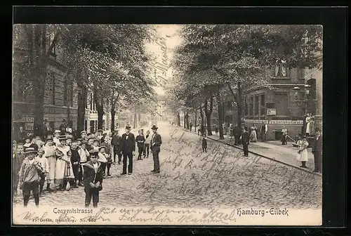 AK Hamburg-Eilbek, Passanten in der Conventstrasse