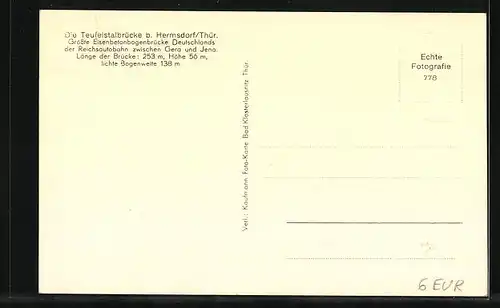 AK Die Teufelsthalbrücke der Reichsautobahn b. Hermsdorf i. Thür.