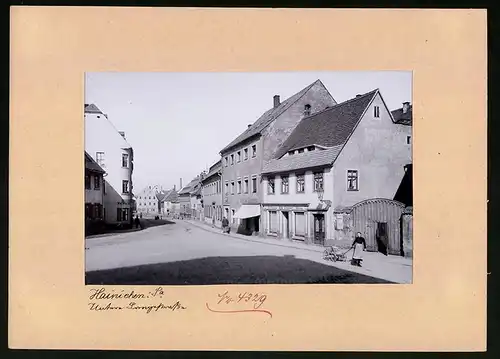 Fotografie Brück & Sohn Meissen, Ansicht Hainichen, Untere Langestrasse mit Uhren-Geschäft Otto Gruner
