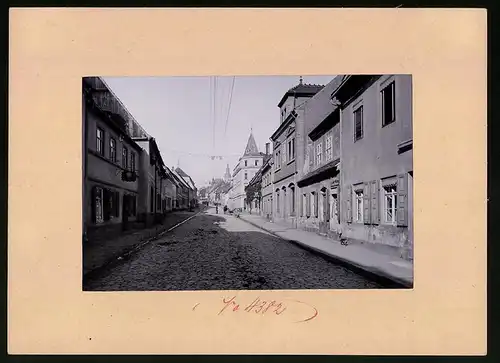 Fotografie Brück & Sohn Meissen, Ansicht Strehla, Hauptstrasse mit Ladengeschäft von Hermann Slavenow