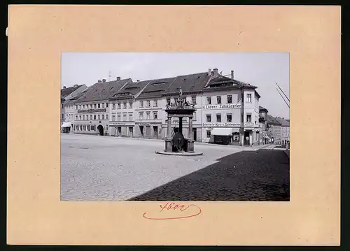 Fotografie Brück & Sohn Meissen, Ansicht Kamenz, Marktplatz mit Bautznerstrasse, Geschäftshaus Zahnkünstler H. Lorenz