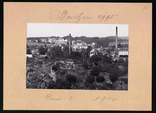 Fotografie Brück & Sohn Meissen, Ansicht Bautzen-Seidau, Fabriken und Überreste der alten Stadtmauer