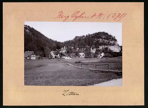 Fotografie Brück & Sohn Meissen, Ansicht Zittau, Villen & Kirche am Berg Oybin