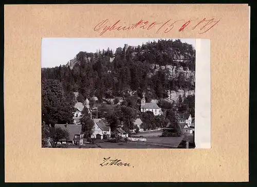 Fotografie Brück & Sohn Meissen, Ansicht Zittau, Berg Oybin mit Villa & Kirche