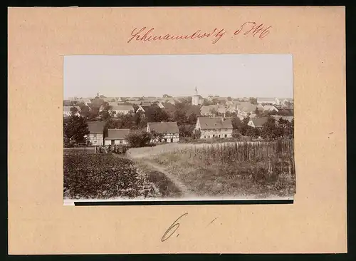 Fotografie Brück & Sohn Meissen, Ansicht Schmannewitz, Panorama mit Kirche