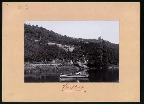 Fotografie Brück & Sohn Meissen, Ansicht Rosswein, Talbad & Mulde mit Ruderboot