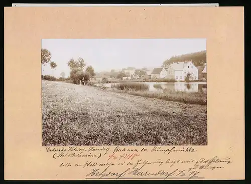 Fotografie Brück & Sohn Meissen, Ansicht Hetzdorf-Herrndorf, Gewässer mit Sumpfmühle