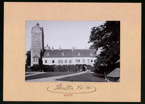 Fotografie Brück & Sohn Meissen, Ansicht Strehla, Schloss mit Turm und 1. Schlosshof