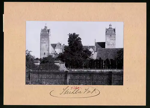 Fotografie Brück & Sohn Meissen, Ansicht Strehla, Schloss von der Parkseite gesehen