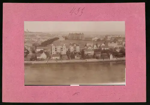 Fotografie Brück & Sohn Meissen, Ansicht Cölln an der Elbe, Blick auf den Stadtteil mit Elbpartie und Wohnhäusern