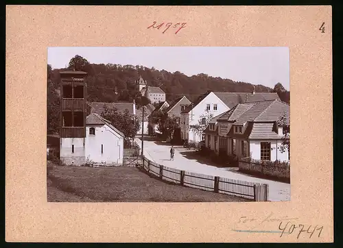Fotografie Brück & Sohn Meissen, Ansicht Liebstadt i. Sa., Strassenpartie mit Landw. Maschinenfabrik A. Albin Knauth