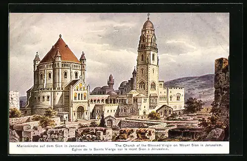 Künstler-AK Friedrich Perlberg: Jerusalem, Marienkirche auf dem Sion