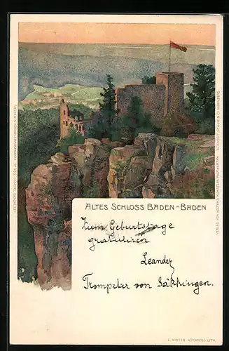 Künstler-AK Karl Mutter: Baden-Baden, Altes Schloss