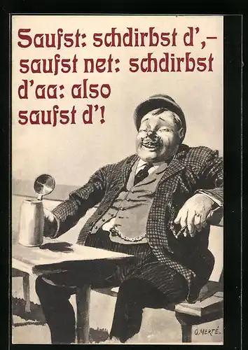 Künstler-AK O. Merte: Bayerische Trinkerlogik