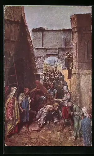 Künstler-AK Domenico Mastroianni: Vie du Christ, Jesus tombe pour la deuxieme fois