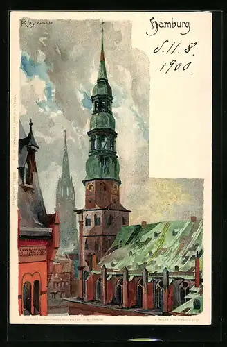 Künstler-AK Heinrich Kley: Hamburg, Kirche