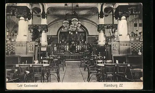 AK Hamburg-St. Georg, Cafe Continental, Kirchenallee 27, Innenansicht