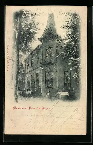 AK Hamburg-Gross-Borstel, Borsteler Jäger mit Gästen im Freien