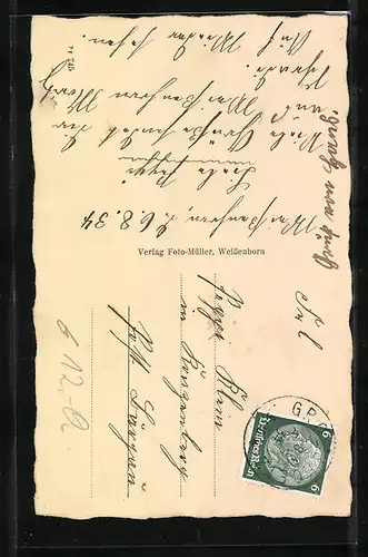 AK Weissenhorn, Strassenpartie mit Torbogen