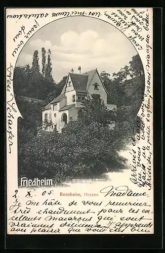 AK Bensheim /Hessen, Haus Friedheim mit Garten