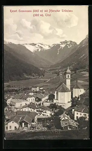 AK Gossensass, Ortsansicht mit Pflerscher Tribulaun