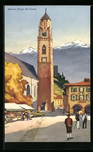 Künstler-AK Meran, Piazza del Duomo