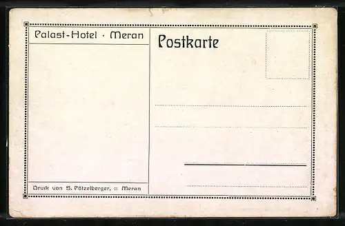 Künstler-AK Meran, Palast-Hotel mit Pferdewagen