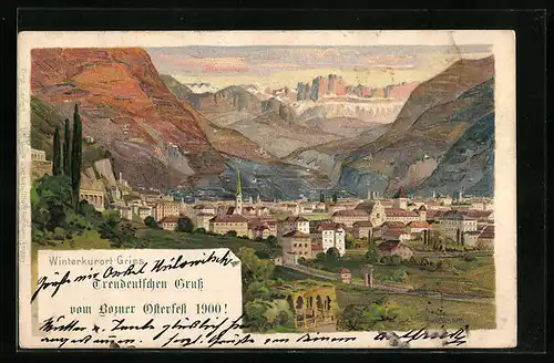 Künstler-AK Gries, Bozner Osterfest 1900, Teilansicht