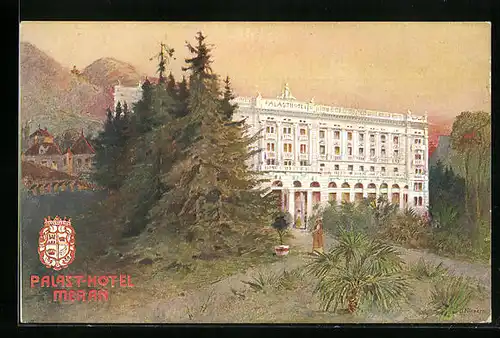 Künstler-AK Meran, Palast-Hotel