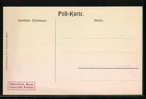 Künstler-AK Meran, Palast-Hotel