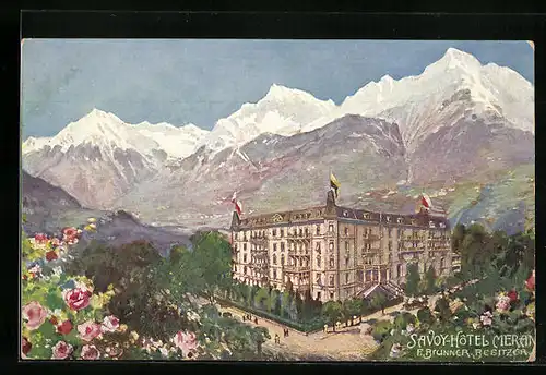 Künstler-AK Meran, Savoy-Hotel